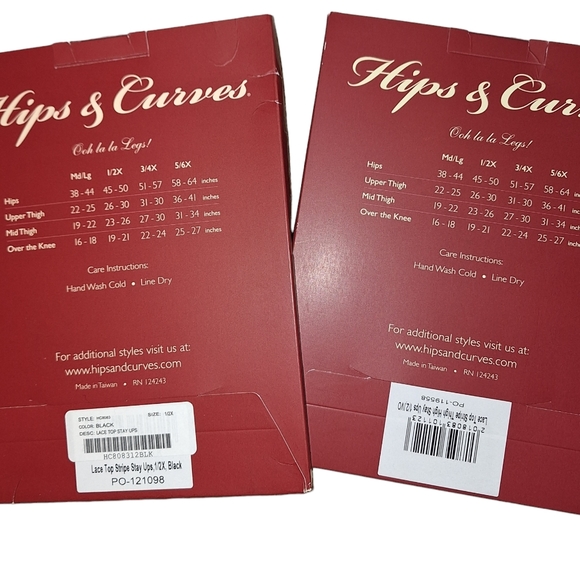 Hips and Curves Vntg Style Stockings 2 pair 1X/2X 1 black 1 white - Picture 4 of 4